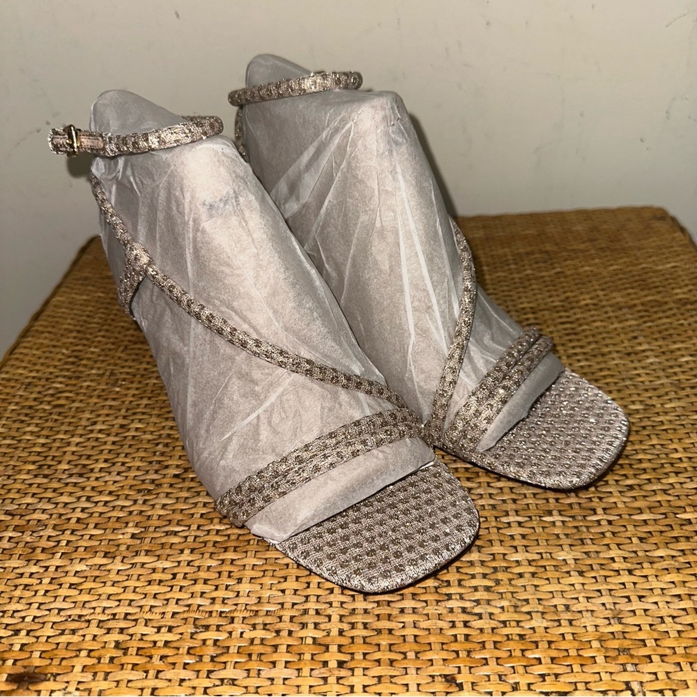 Rebecca Minkoff Women’s Size 8M RB Nanine Metallic Nude Sparkle Mesh Heel Glam - Picture 4 of 16